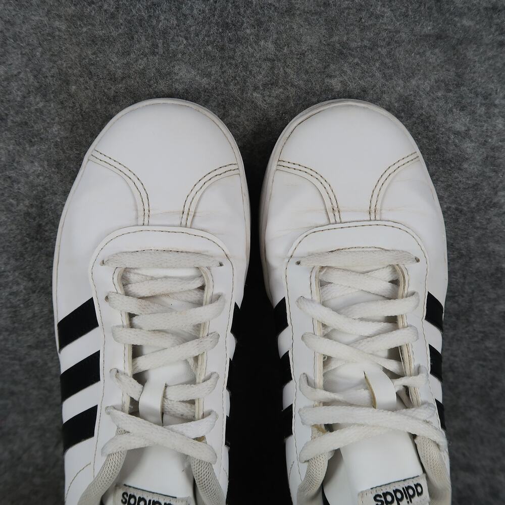 Adidas Shoes Youth 4 Casual Sneakers Court Trainers White Black Lace Up Big Kids - Picture 7 of 11
